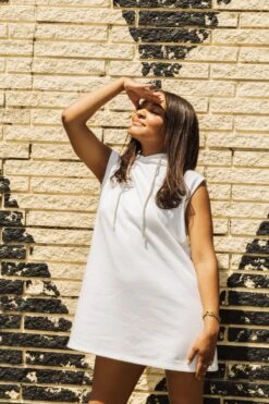 Queen Of Sparkles Store 8 Queen Of Sparkles White Bead Fringe Hoody Dress