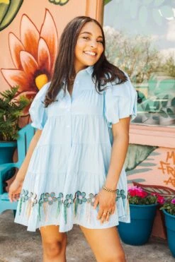 Queen Of Sparkles Store 18 Queen Of Sparkles Bead Fringe Flower Cotton Dress