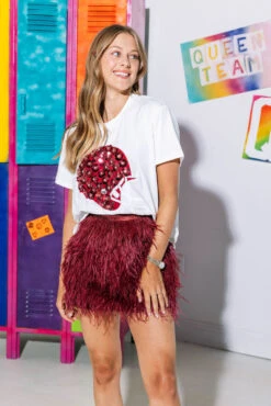 Maroon & White Flower Helmet Tee