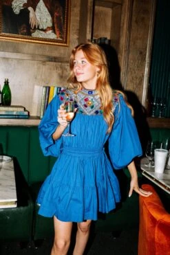 Queen Of Sparkles Store 10 Queen Of Sparkles Royal Blue Full Rhinestone Cotton Dress