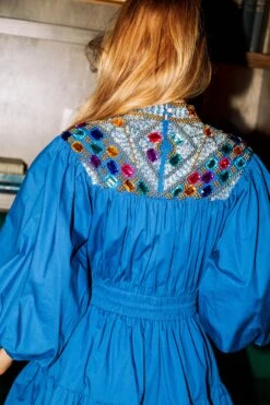 Queen Of Sparkles Royal Blue Full Rhinestone Cotton Dress -Queen Of Sparkles Store SOELSTUDIO QOSOCT 355