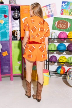 Orange Fuzzy Football Short 7 Orange Fuzzy Football Short -Queen Of Sparkles Store SOELSTUDIO QOS GAMEDAY 2023 518 a1682b7e 0548 438e addc 8c1d9888e168