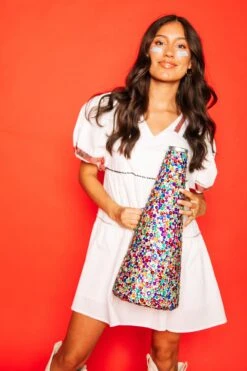 Queen Of Sparkles White, Black/Red Poof Sleeve QOS Jersey Dress -Queen Of Sparkles Store soelstudio QOS Gameday 43