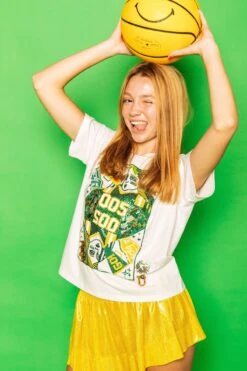 Queen Of Sparkles Green & Yellow Card Tee